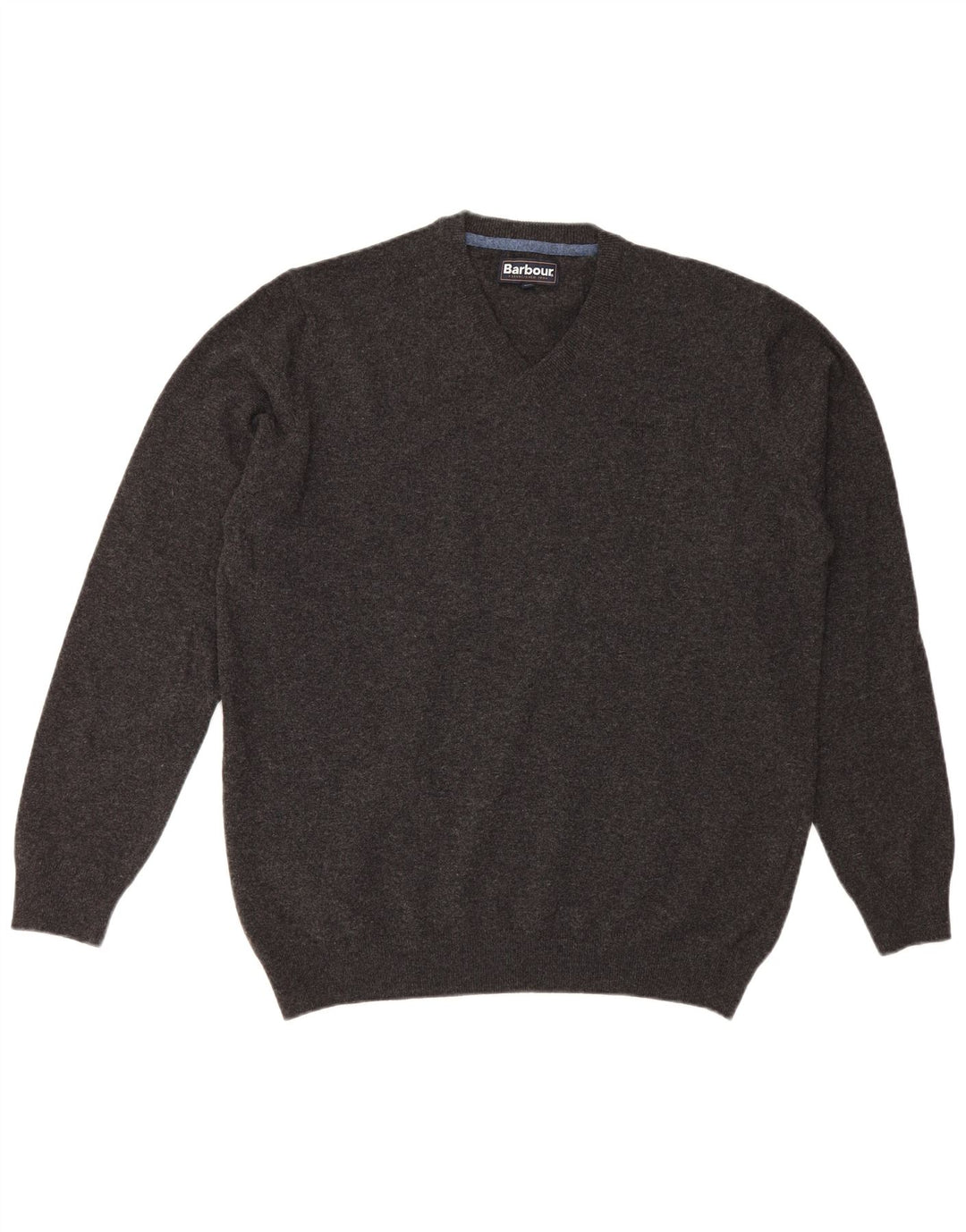 Pulover Barbour pentru bărbați cu decolteu în V, 2XL, lână gri