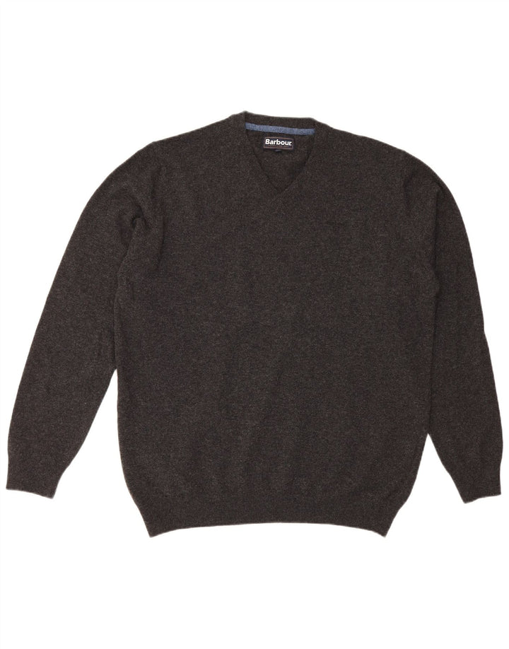Pulover Barbour pentru bărbați cu decolteu în V, 2XL, lână gri