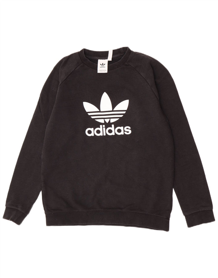 Hanorac grafic pentru bărbați Adidas Jumper mediu din bumbac negru