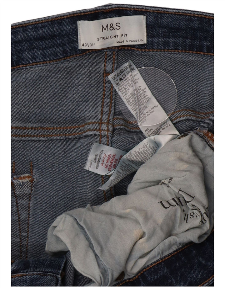 Blugi drepti pentru bărbați Marks & Spencer W40 L31 Bumbac albastru
