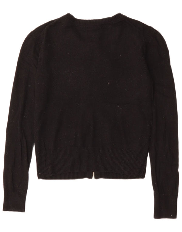 Juicy Couture Pulover Crop Cardigan pentru Damă UK 10 Mic Lână Neagră