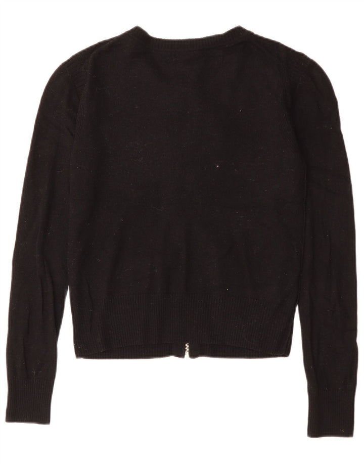 Juicy Couture Pulover Crop Cardigan pentru Damă UK 10 Mic Lână Neagră