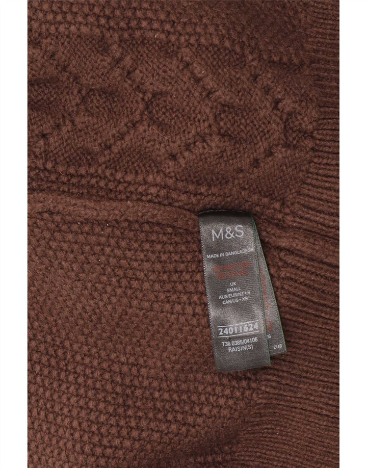 Pulover pentru femei Marks & Spencer cu gât rulat, UK 10, mic maro, acrilic