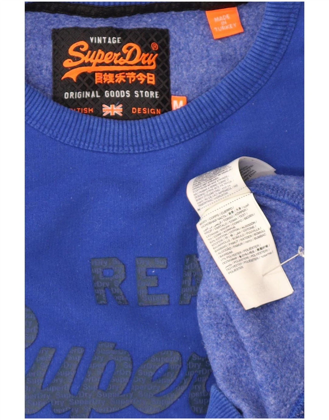 Pulover grafic Superdry pentru bărbați, bumbac albastru mediu
