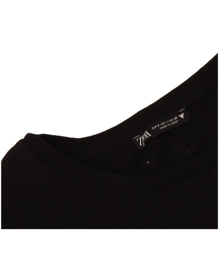 Crop Top pentru femei Zara cu mânecă lungă UK 8 Mic Negru