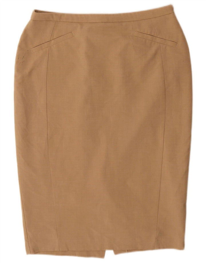 Fusta creion pentru femei Marks & Spencer UK 14 mare W32 poliester bej