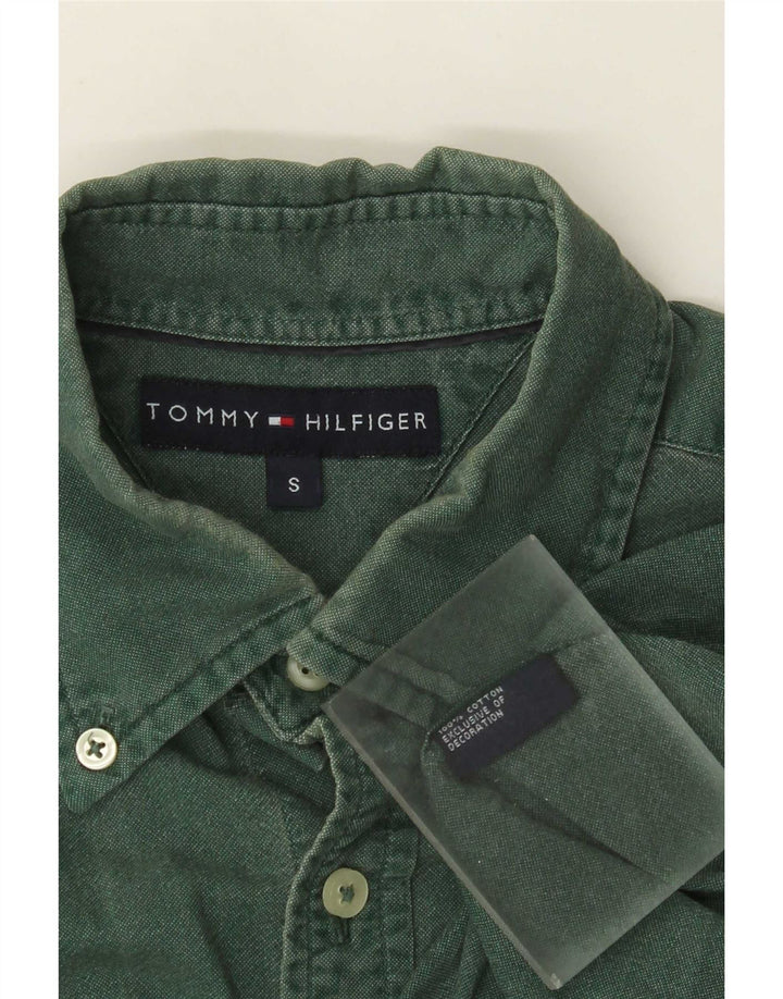 Cămașă Tommy Hilfiger pentru bărbați, bumbac verde mic