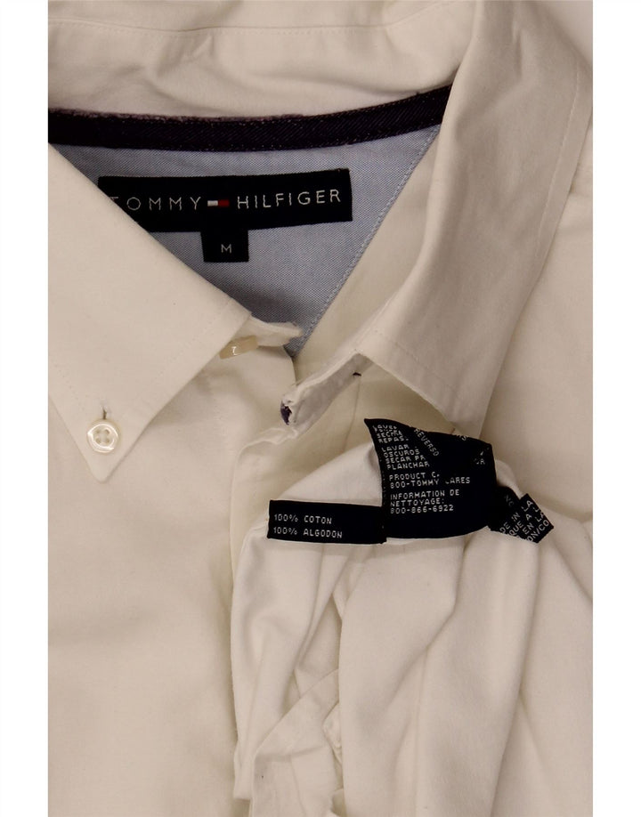 Cămașă Tommy Hilfiger pentru bărbați, bumbac alb mediu