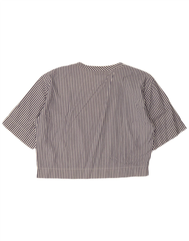 VINTAGE Bluză Crop Top pentru femei UK 14, mare, bleumarin, cu dungi