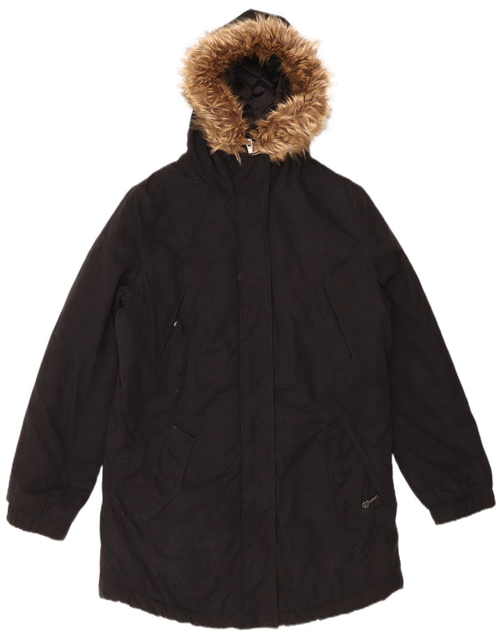 Jachetă parka supradimensionată pentru femei GUESS UK 8, bumbac negru mic