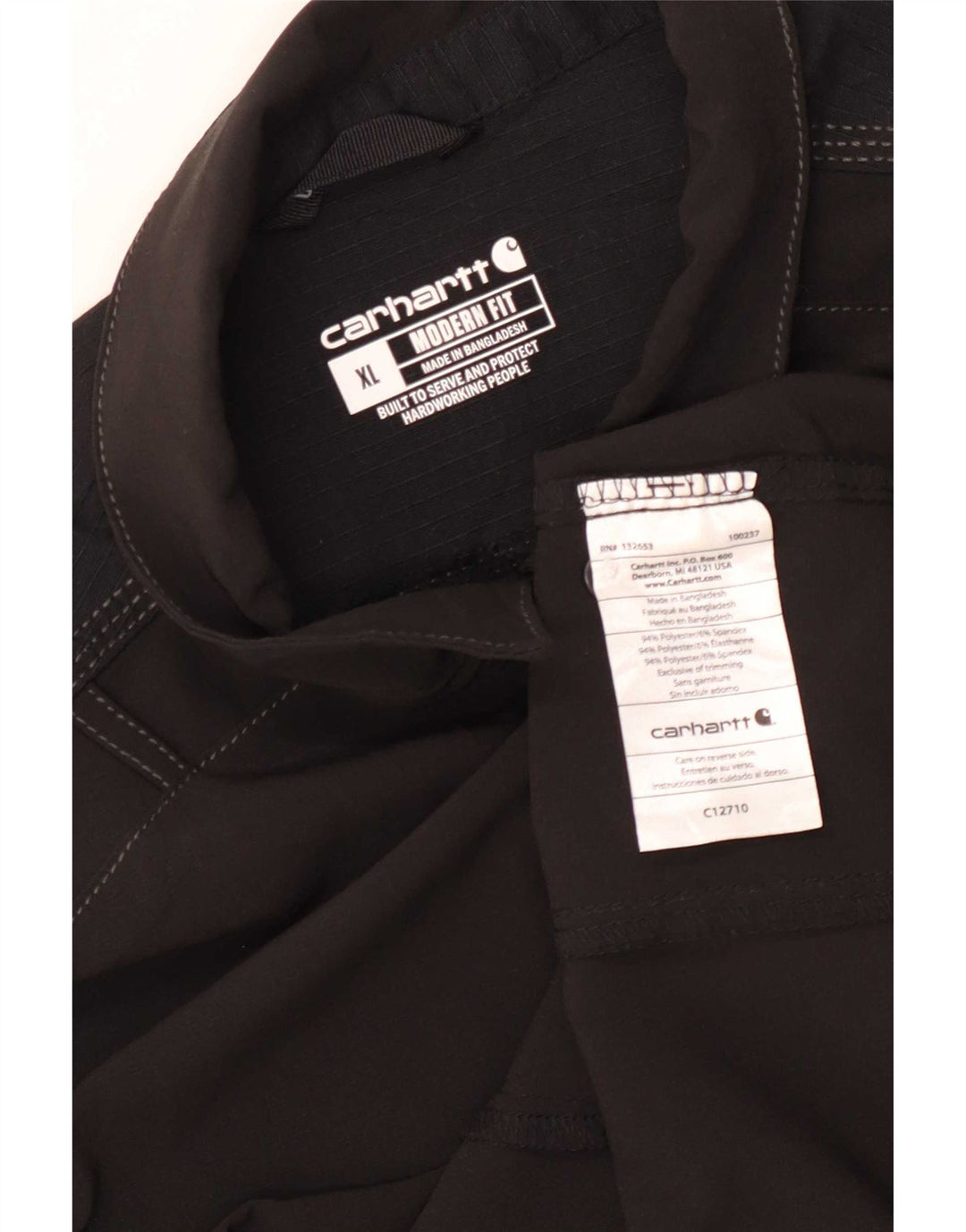 Cămașă cu mânecă scurtă Carhartt pentru bărbați, poliester, negru