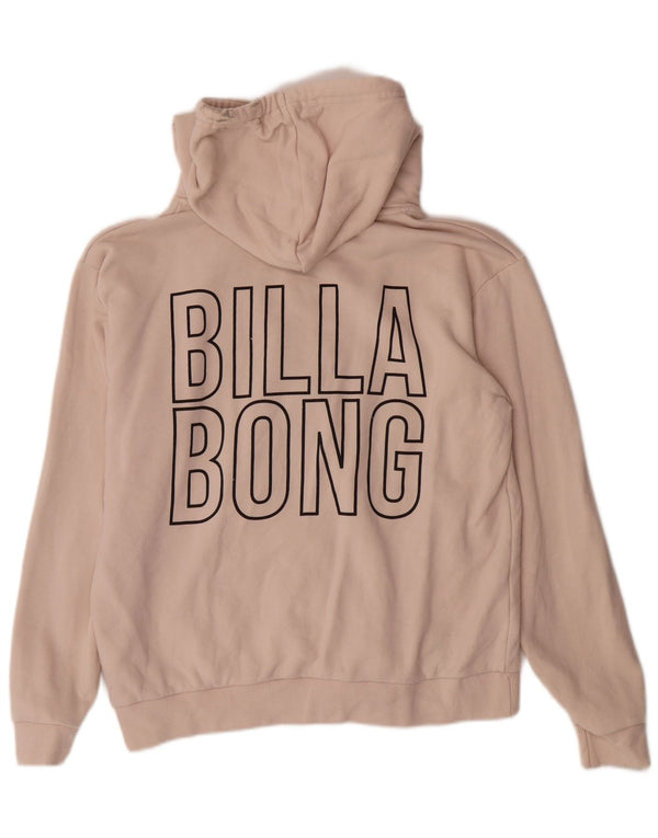 Billabong Pulover cu capota cu fermoar grafic pentru femei UK 10 mic, bej, bumbac