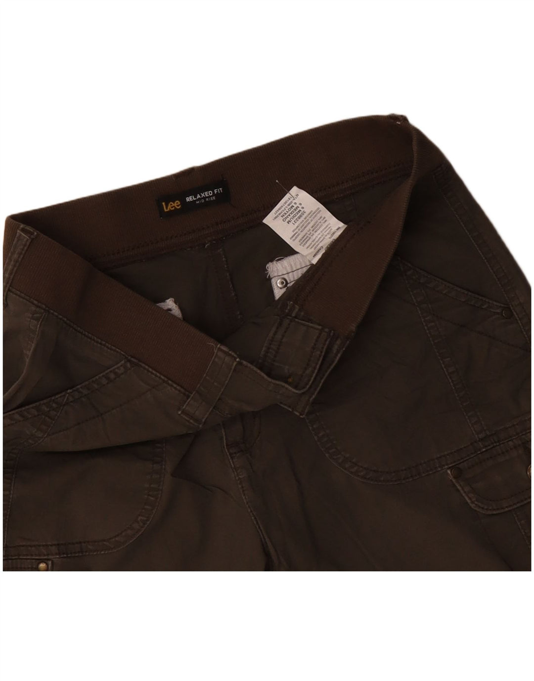 Pantaloni scurti cargo LEE pentru femei cu talie medie, cu talie relaxată, US 6, mediu W30, bumbac kaki