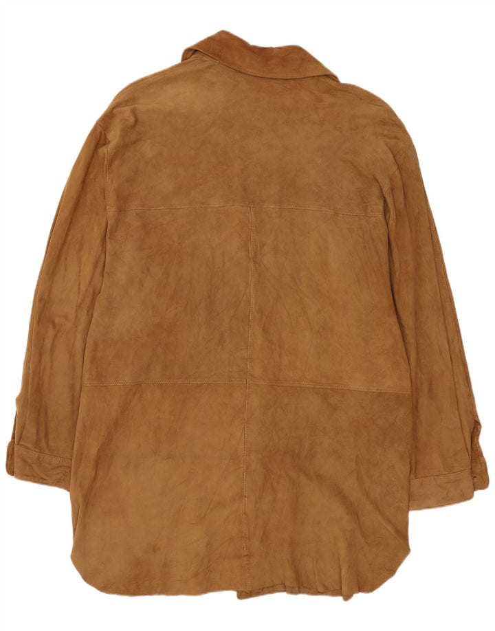 Pardesiu vintage de piele intoarsa pentru femei IT 42 Medium Beige Piele