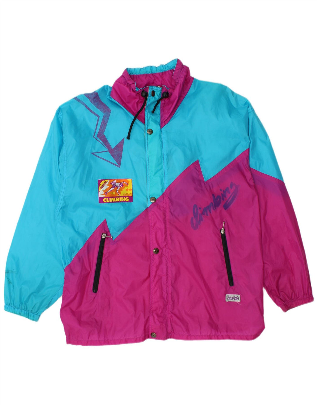 Jachetă de schi cu grafică vintage pentru bărbați Marea Britanie 46/48 2XL Albastru Poliamidă color bloc