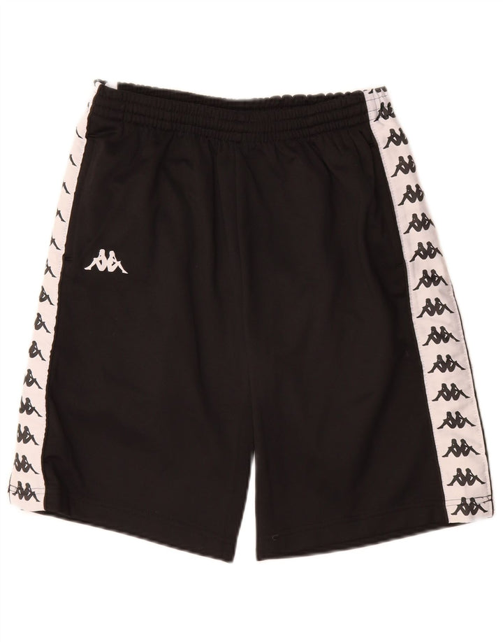 Pantaloni scurți sport grafic Kappa pentru băieți 11-12 ani, negru, poliester
