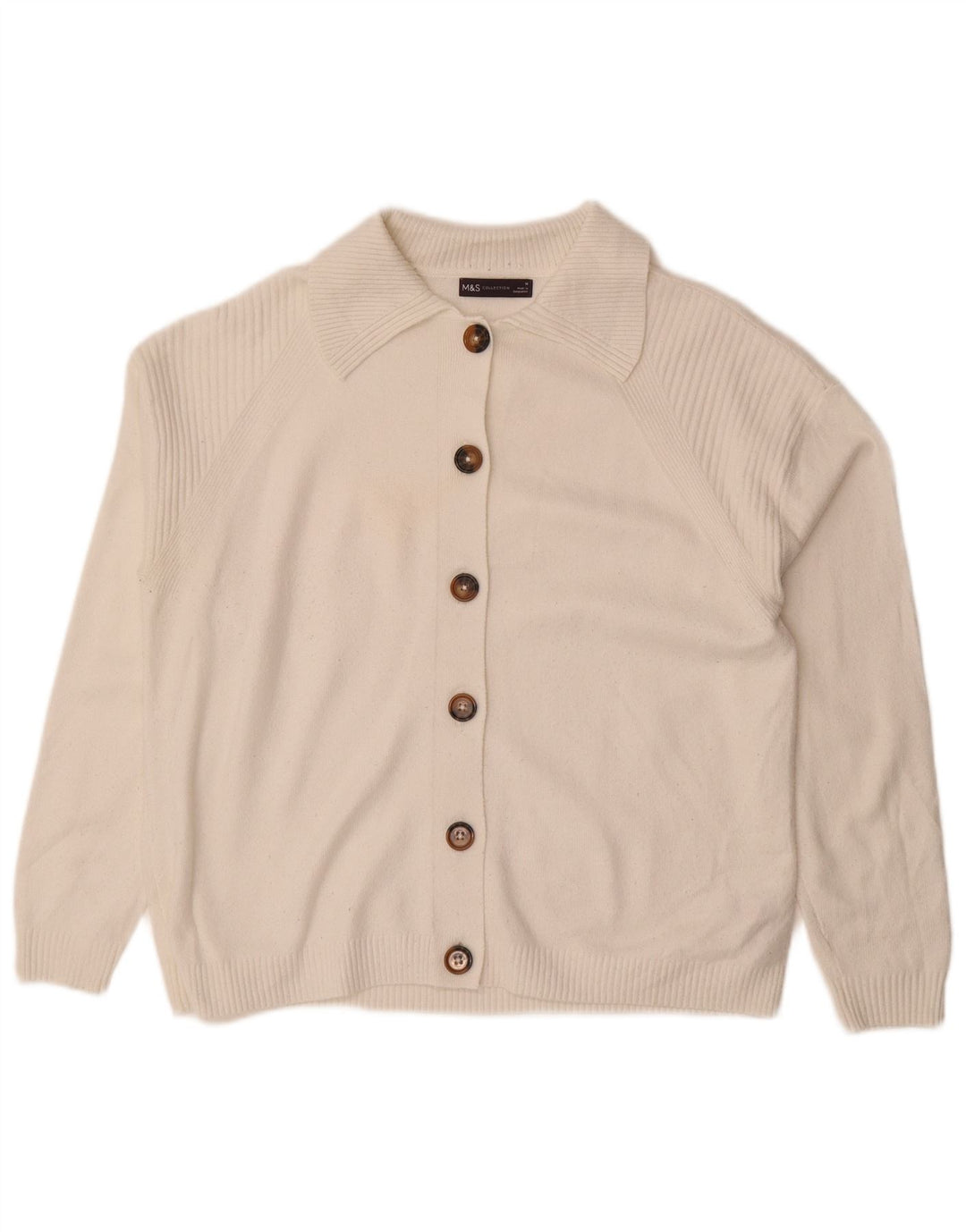 Pulover cardigan pentru femei Marks & Spencer loose fit UK 14 Medium White