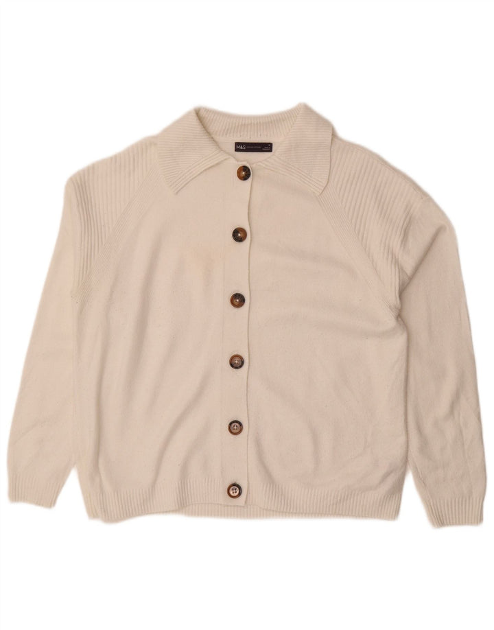 Pulover cardigan pentru femei Marks & Spencer loose fit UK 14 Medium White