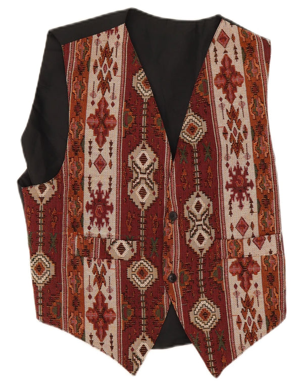 Vestă Vintage pentru bărbați Medium Burgundy Geometric
