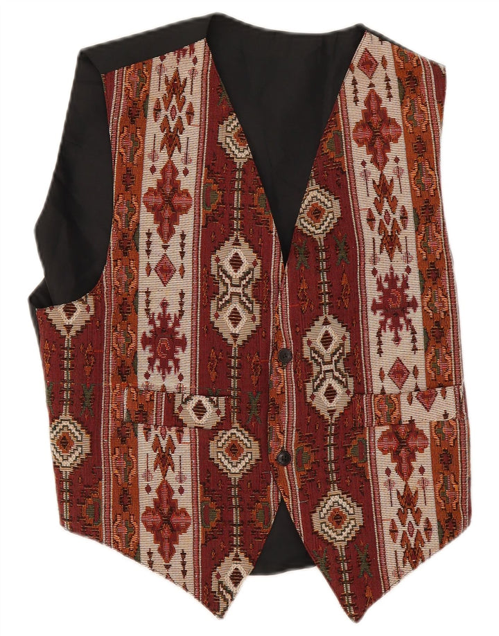 Vestă Vintage pentru bărbați Medium Burgundy Geometric