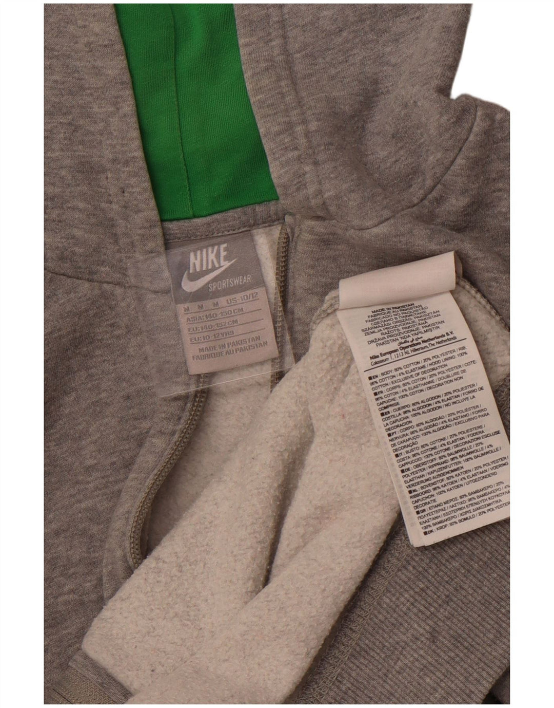 Pulover NIKE pentru fete, cu fermoar, 10-11 ani, bumbac gri mediu