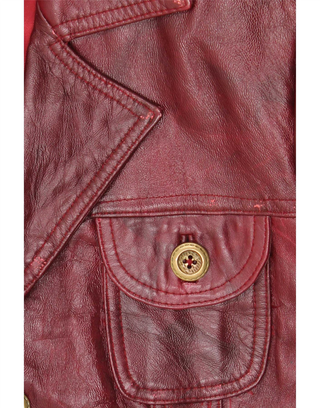 Jachetă de piele vintage pentru femei UK 26 5XL Burgundy