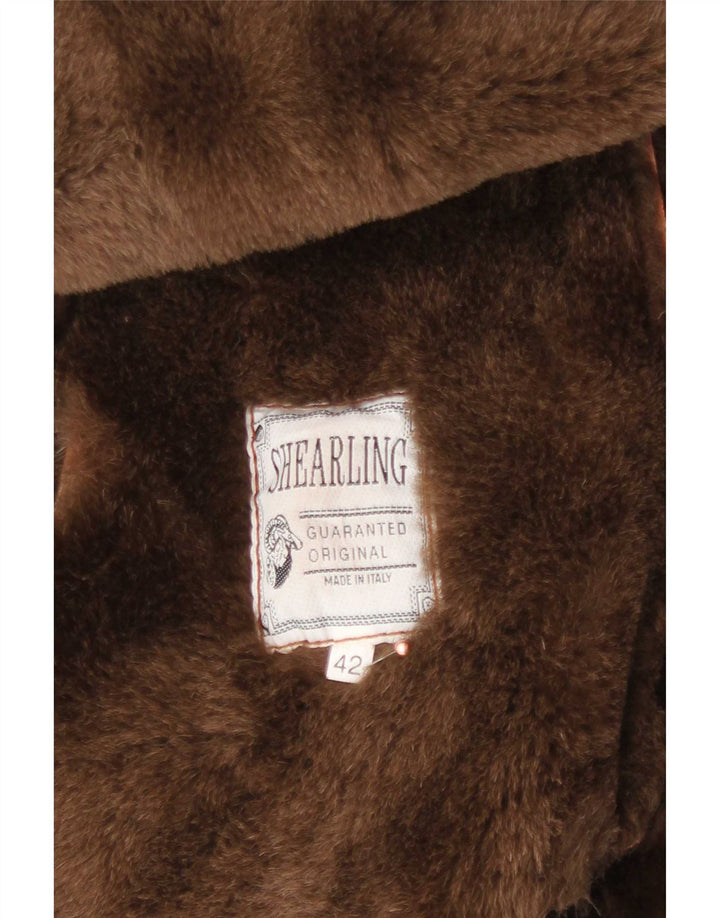 Vintage Womens Oversized Shearling Coat IT 42 Medium Brown