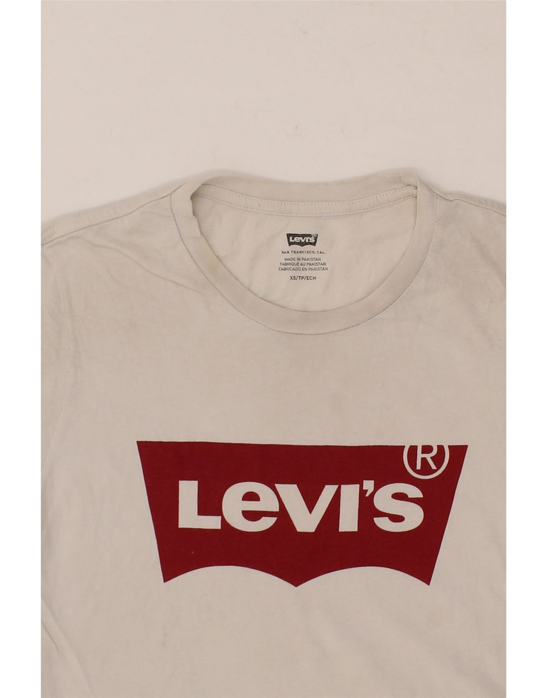 LEVI'S Mens Graphic T-Shirt Top XS White Cotton Vintage Levi's and Second-Hand Levi's from Messina Hembry 