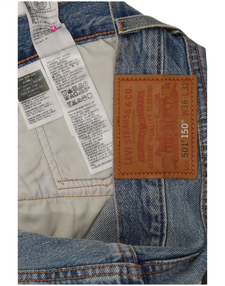 Levi's 501 Straight Jeans W36 L32 Blue Patchwork Bumbac