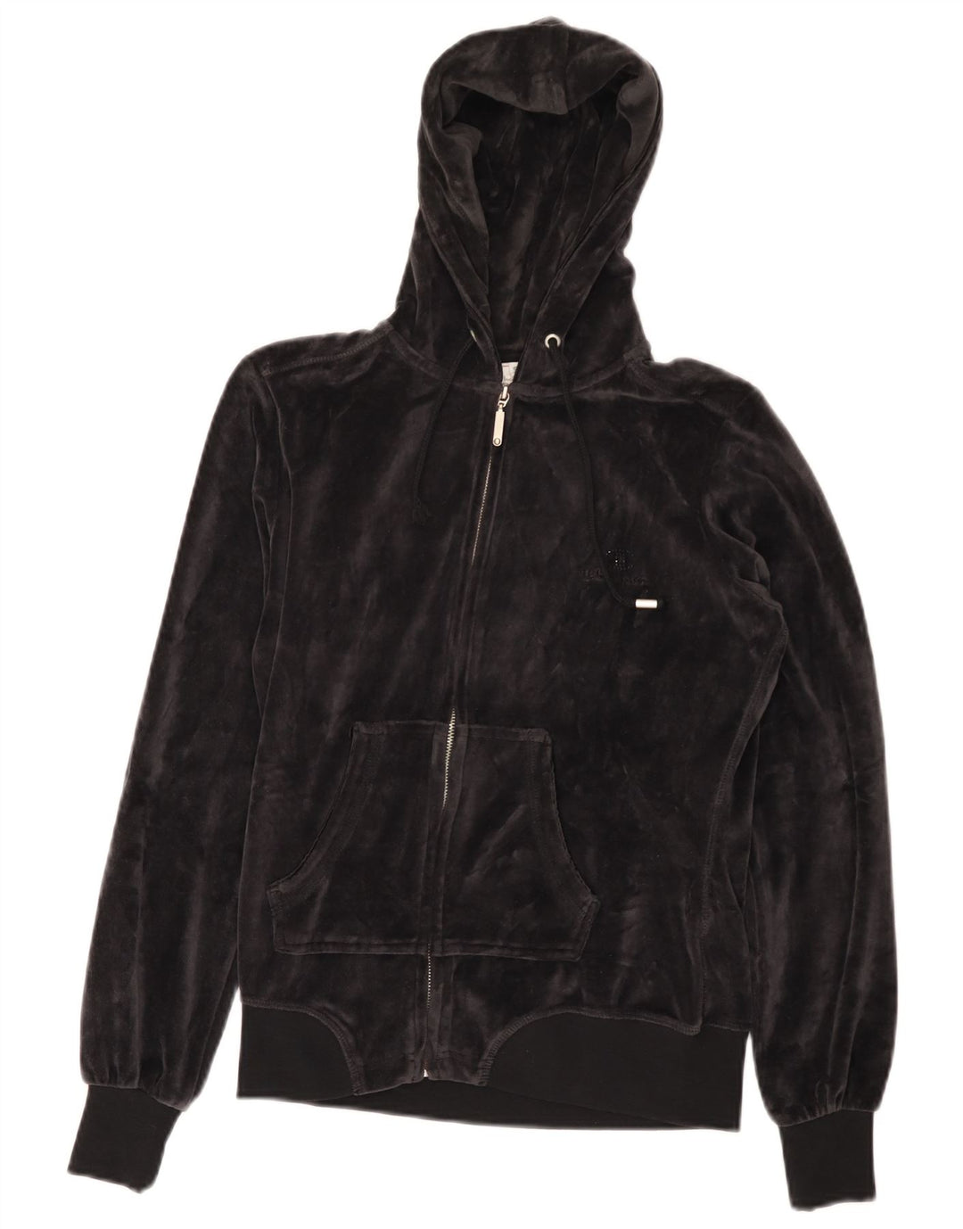 Pulover pentru femei CHAMPION Heritage Fit Velour Zip Hoodie UK 10 Mic Negru