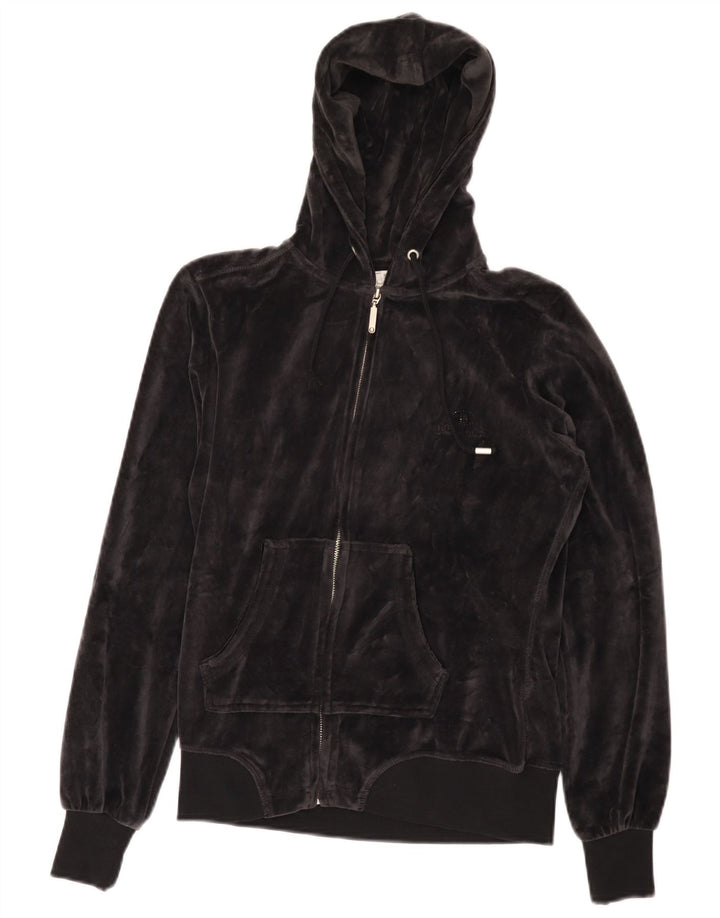 Pulover pentru femei CHAMPION Heritage Fit Velour Zip Hoodie UK 10 Mic Negru