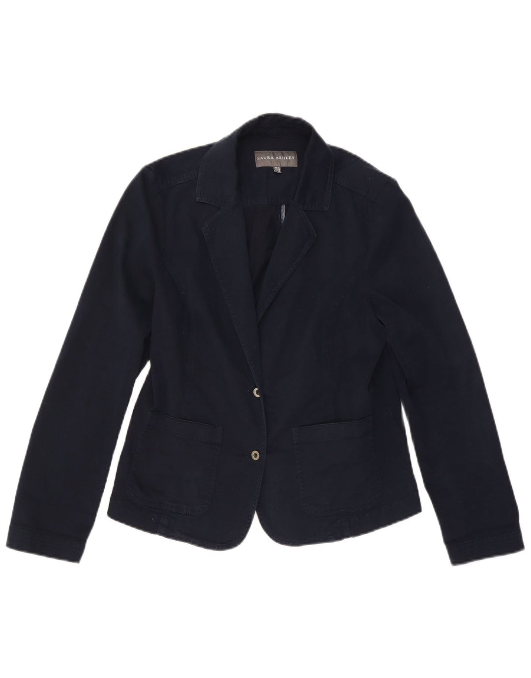 LAURA ASHLEY Sacou blazer pentru femei cu 2 nasturi UK 12 Bumbac mediu albastru bleumarin