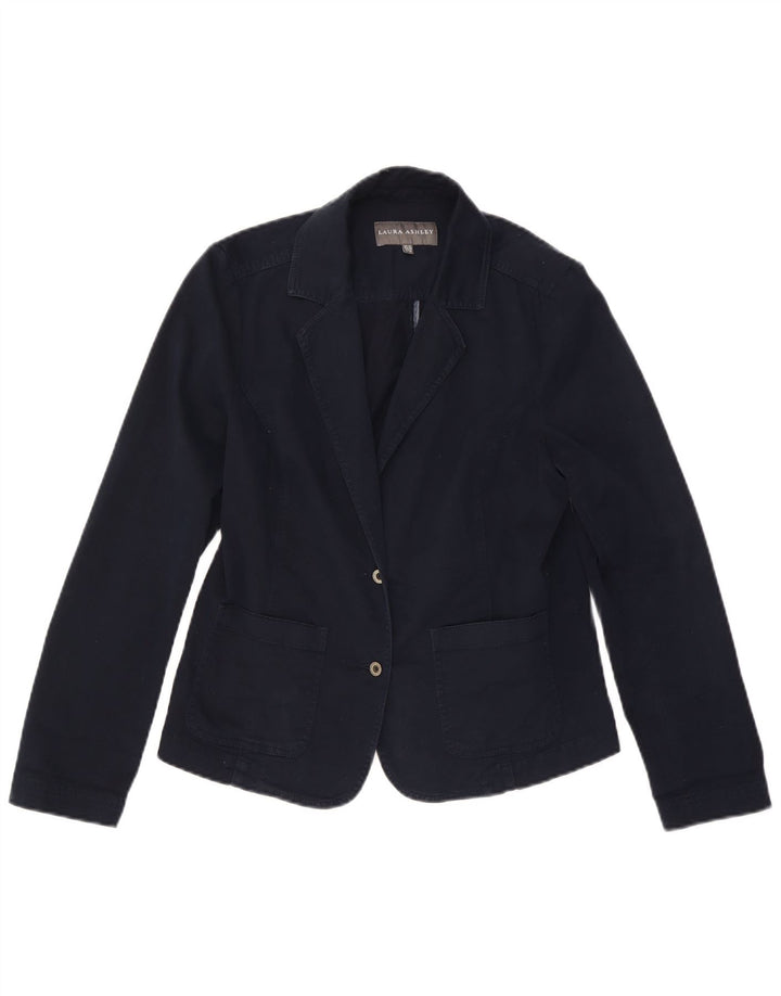 LAURA ASHLEY Sacou blazer pentru femei cu 2 nasturi UK 12 Bumbac mediu albastru bleumarin