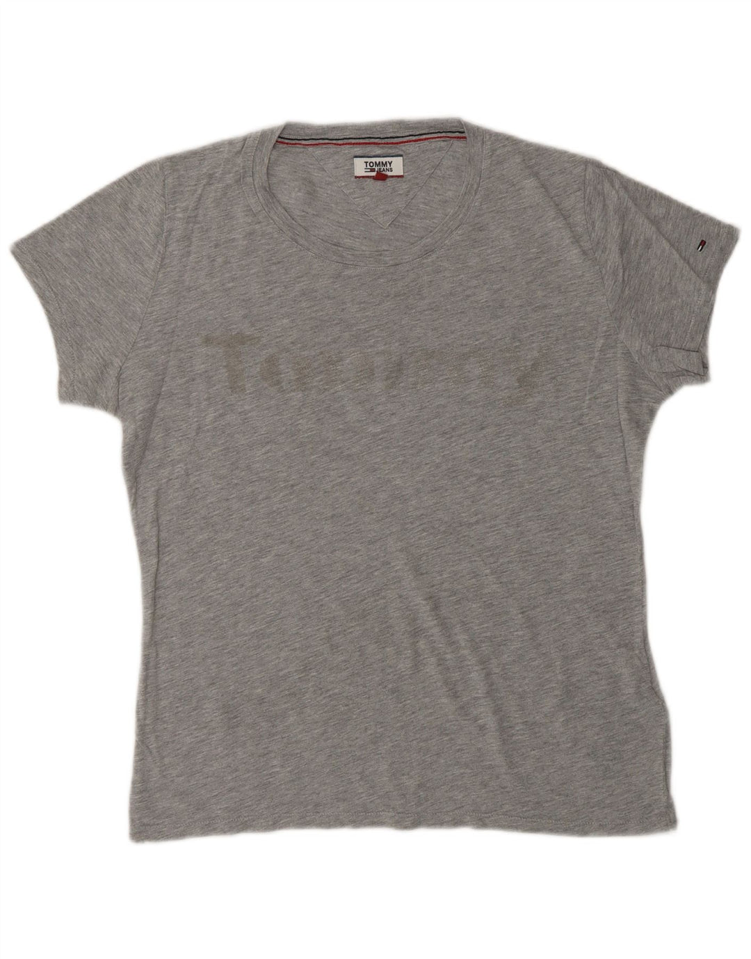 TOMMY HILFIGER Tricou grafic supradimensionat pentru femei Top UK 10 Small Gri