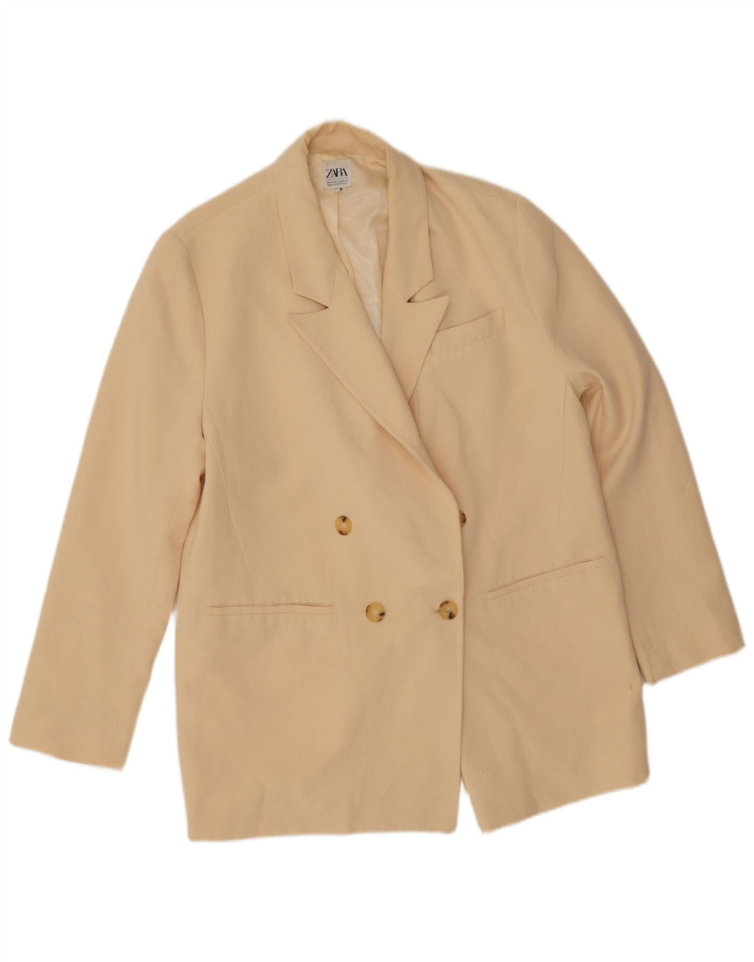 Jachetă blazer cu două piept pentru femei, cu tăiere largă, UK 14, Bej mediu