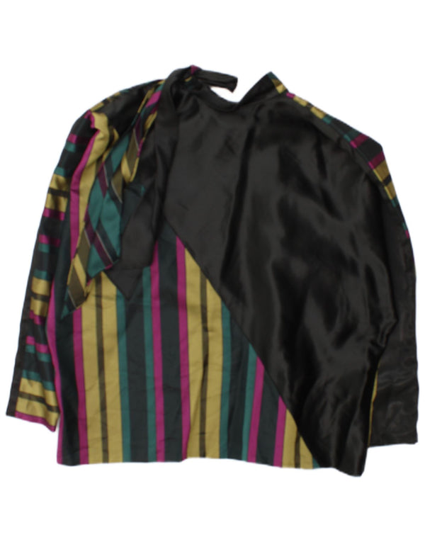 Bluză vintage cu mânecă lungă pentru femei UK 18 XL, cu dungi multicolore