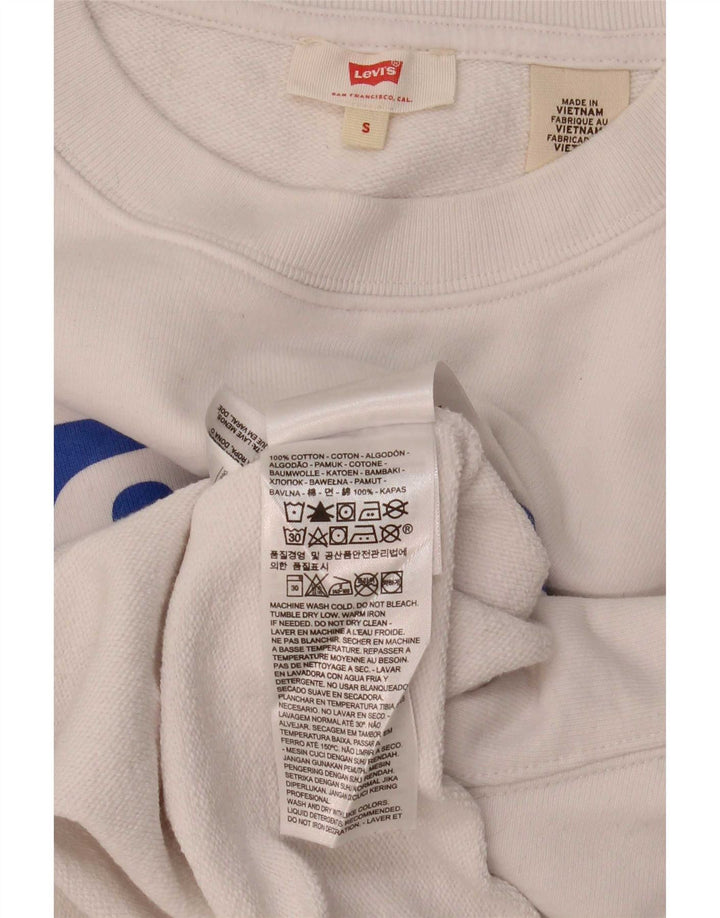Pulover de hanorac oversized Crop Graphic pentru femei Levi's UK 10 Small White