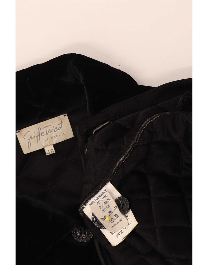 Jachetă matlasată din velur vintage pentru femei IT 48 XL Poliamidă neagră