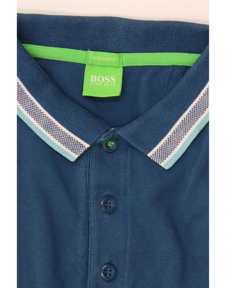Cămașă polo cu mânecă lungă pentru bărbați HUGO BOSS, în formă normală, albastru mic