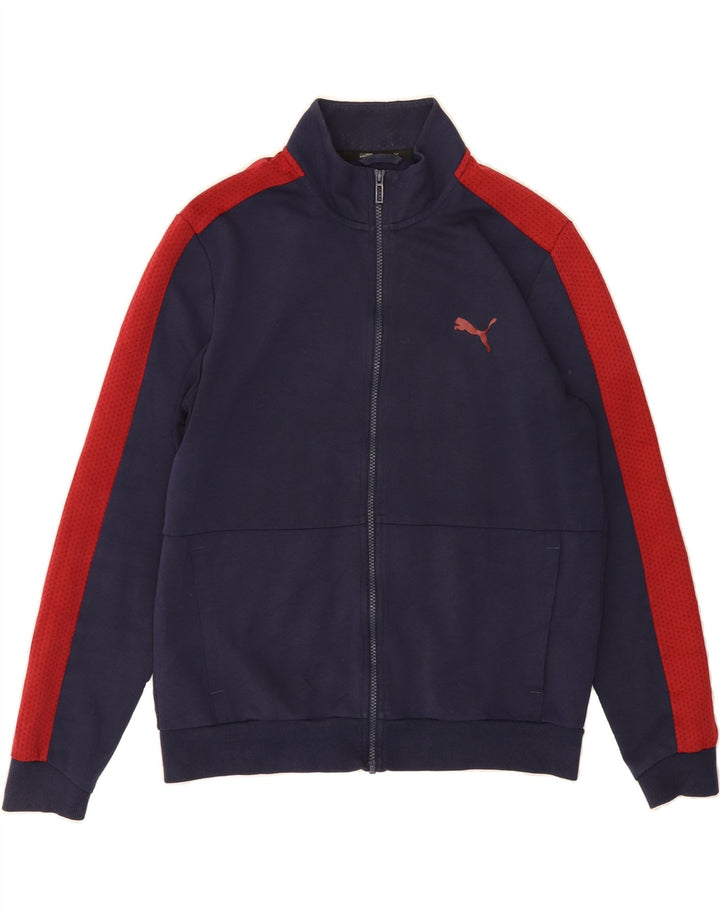 PUMA Mens Tracksuit Top Jacket Medium Navy Blue Colourblock Cotton Vintage Puma and Second-Hand Puma from Messina Hembry 