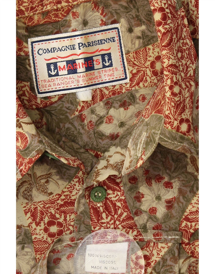 Cămașă cu mânecă scurtă pentru bărbați COMPAGNIE, mare kaki, viscoză florală