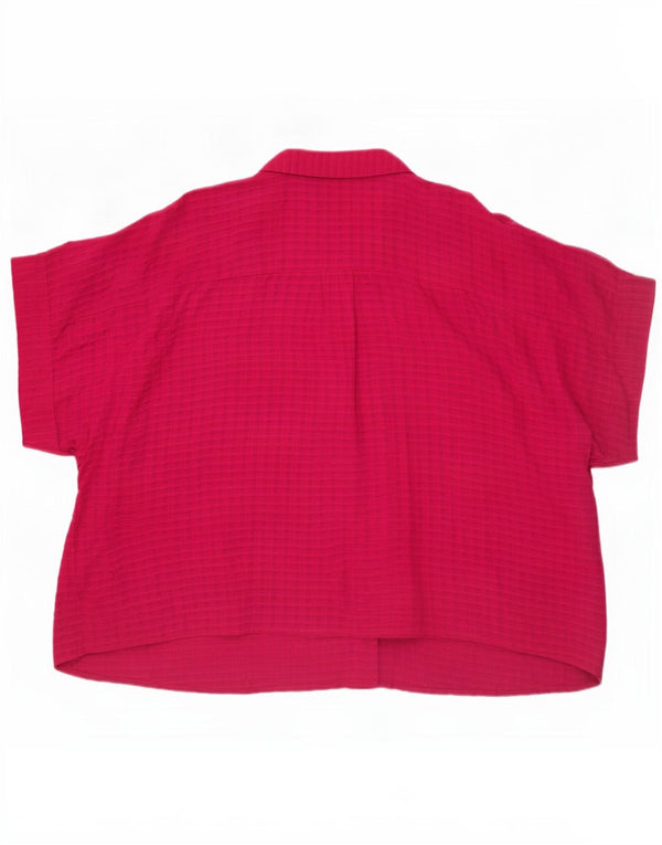 Cămașă supradimensionată cu mânecă scurtă pentru femei Monsoon UK 20 2XL, viscoză cu carouri roz