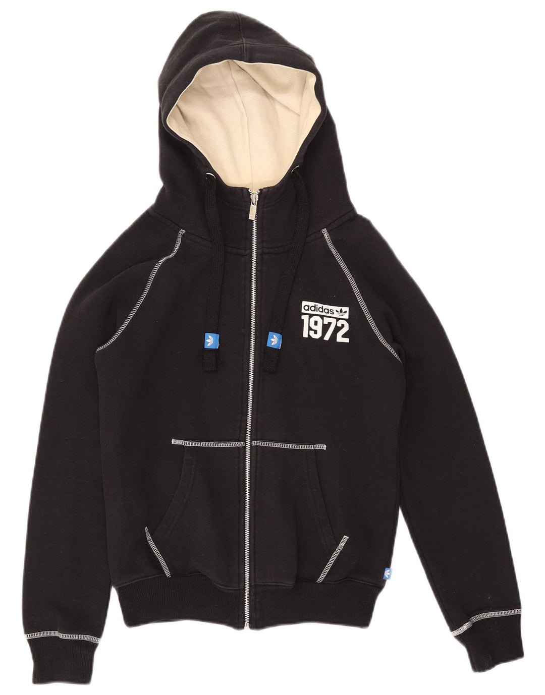 ADIDAS Pulover cu glugă cu grafic pentru femei UK 10 Bumbac negru mic