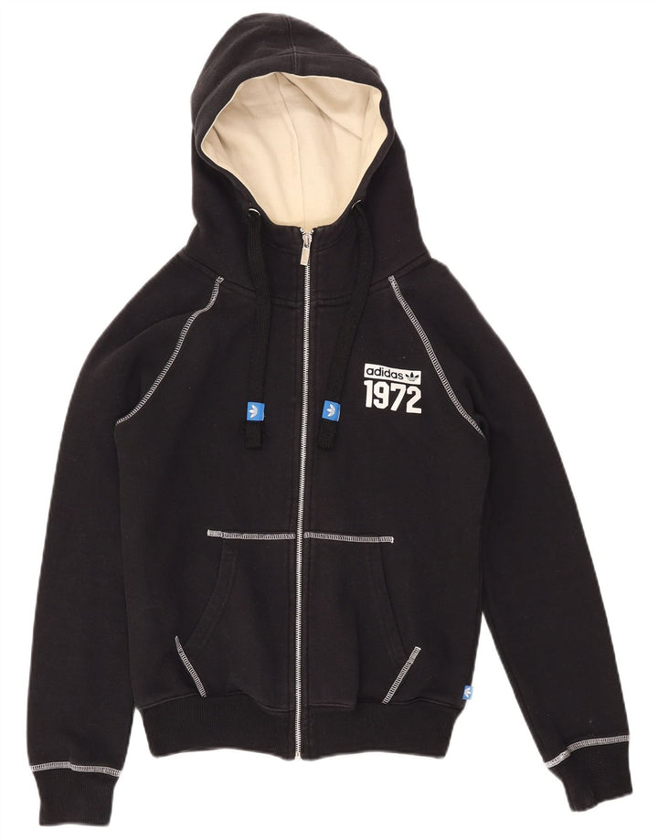 ADIDAS Pulover cu glugă cu grafic pentru femei UK 10 Bumbac negru mic