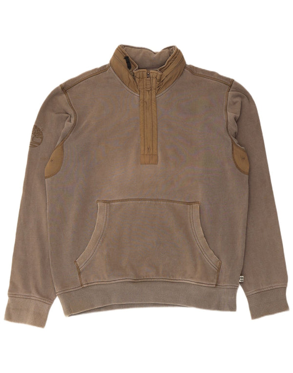 Jumper Timberland pentru bărbați, cu fermoar și gât, bumbac XL maro
