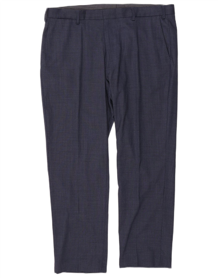 Pantaloni de costum pentru bărbați Marks & Spencer, cu tăiere obișnuită, L38 L29 Lână albastră