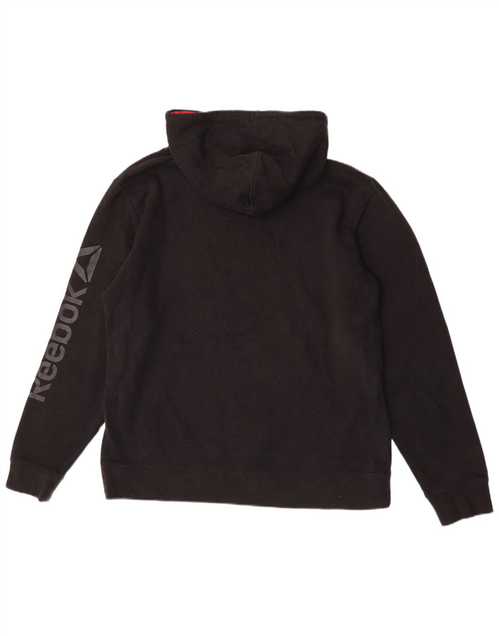 Jumper Reebok pentru bărbați cu capota grafică, bumbac mediu negru