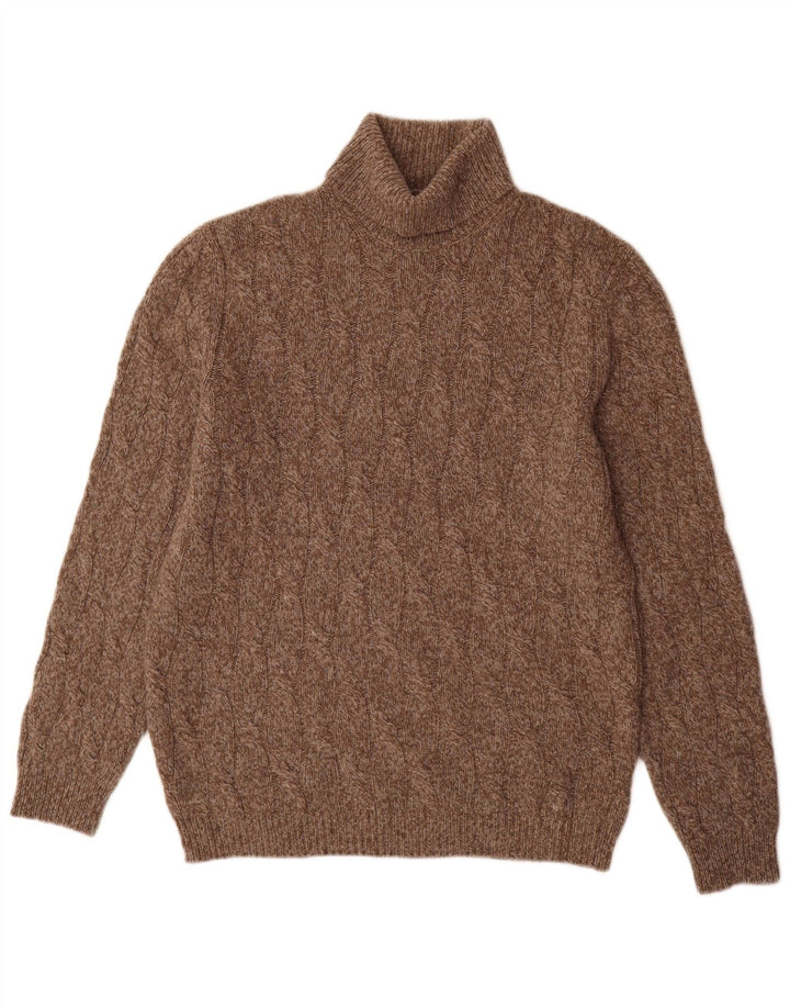 Massimo Dutti Pulover cu gât rulat pentru bărbați, mare, maro, pete