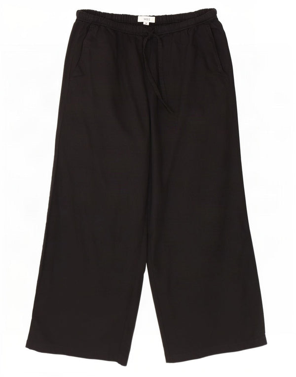 Marks & Spencer Pantaloni tăiați cu talie înaltă pentru femei UK 14 Large W32 L24 Negru