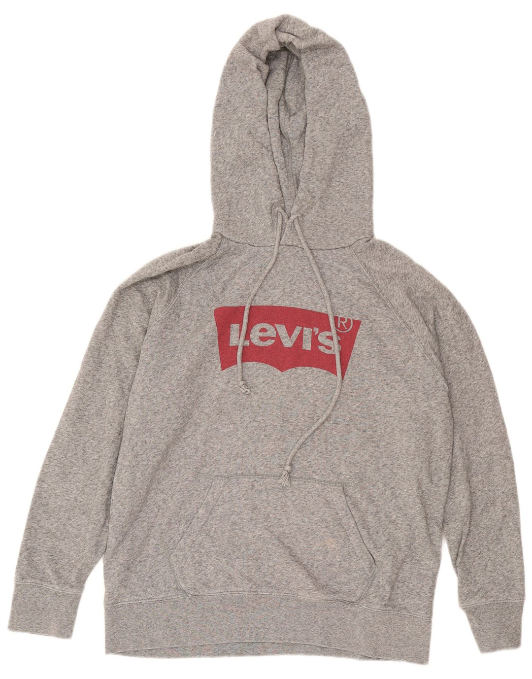 Pulover Levi's pentru bărbați cu capota cu grafică, bumbac cu pete, gri mediu